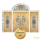 กระจกประตูหน้า Original Benavio 03 Gold ขนาด 48.4×142.8 cm. Delphi Luxury Door