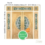 กระจกประตูหน้า Original Navio 07 ขนาด 42×108 cm. Delphi Luxury Door
