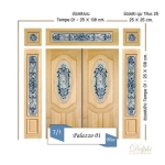 กระจกประตูหน้า Original Palazzo 01 Blue ขนาด 39.4×90.7 cm. Delphi Luxury Door